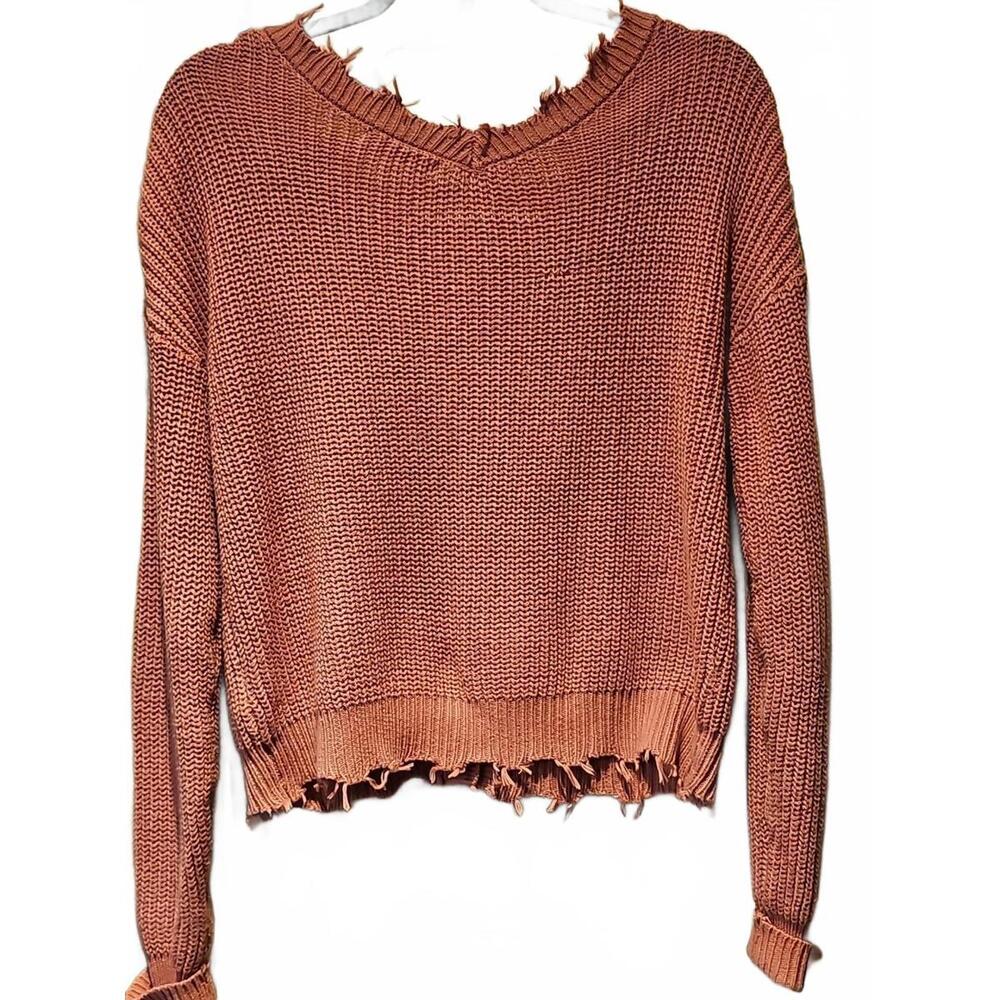 Moon & Madison orange Knit Button Front Cardigan Sweater Cozy Size M - Picture 5 of 5